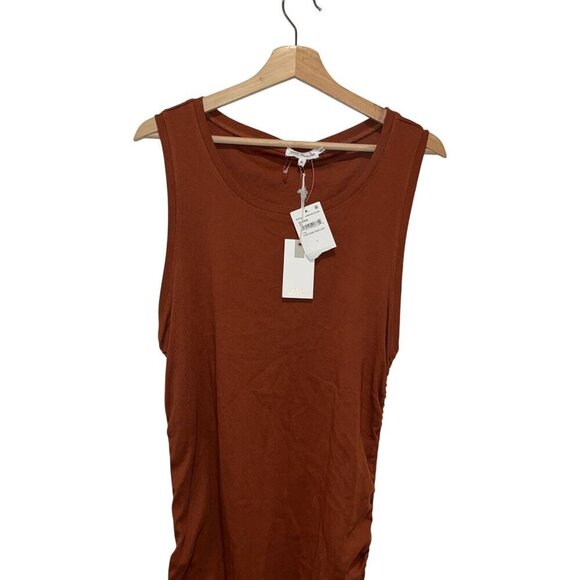 NWT Good American Ruched Tank Dress in  ortoise shell Women's Size 6 - Picture 4 of 12